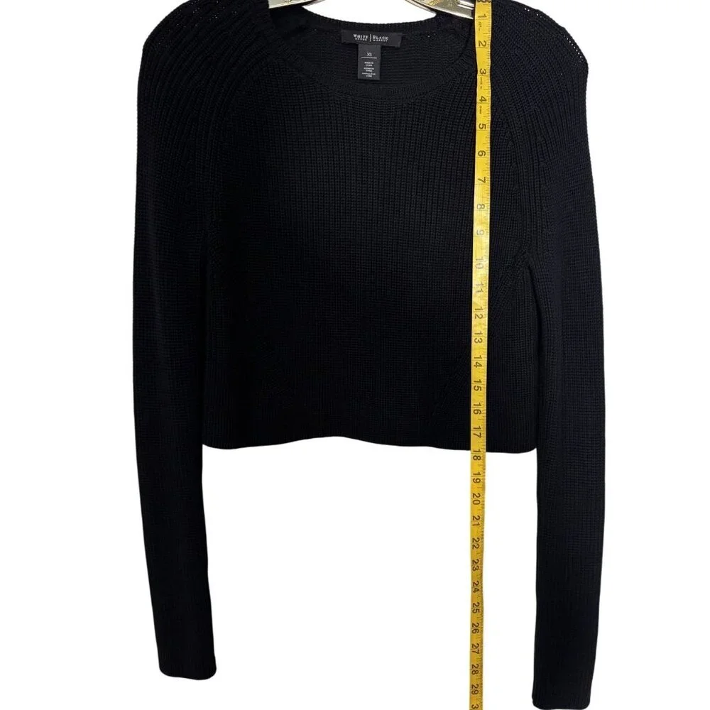 White House Black Market XS Black Knit Cropped Sweater Womens Long Sleeve - Picture 5 of 9